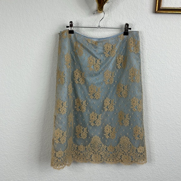 Moschino Cheap and Chic Lace Baby Blue Overlay Skirt Y2K - Picture 6 of 9